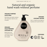 Natural and organic hand wash without perfume. | ZENZ Organic